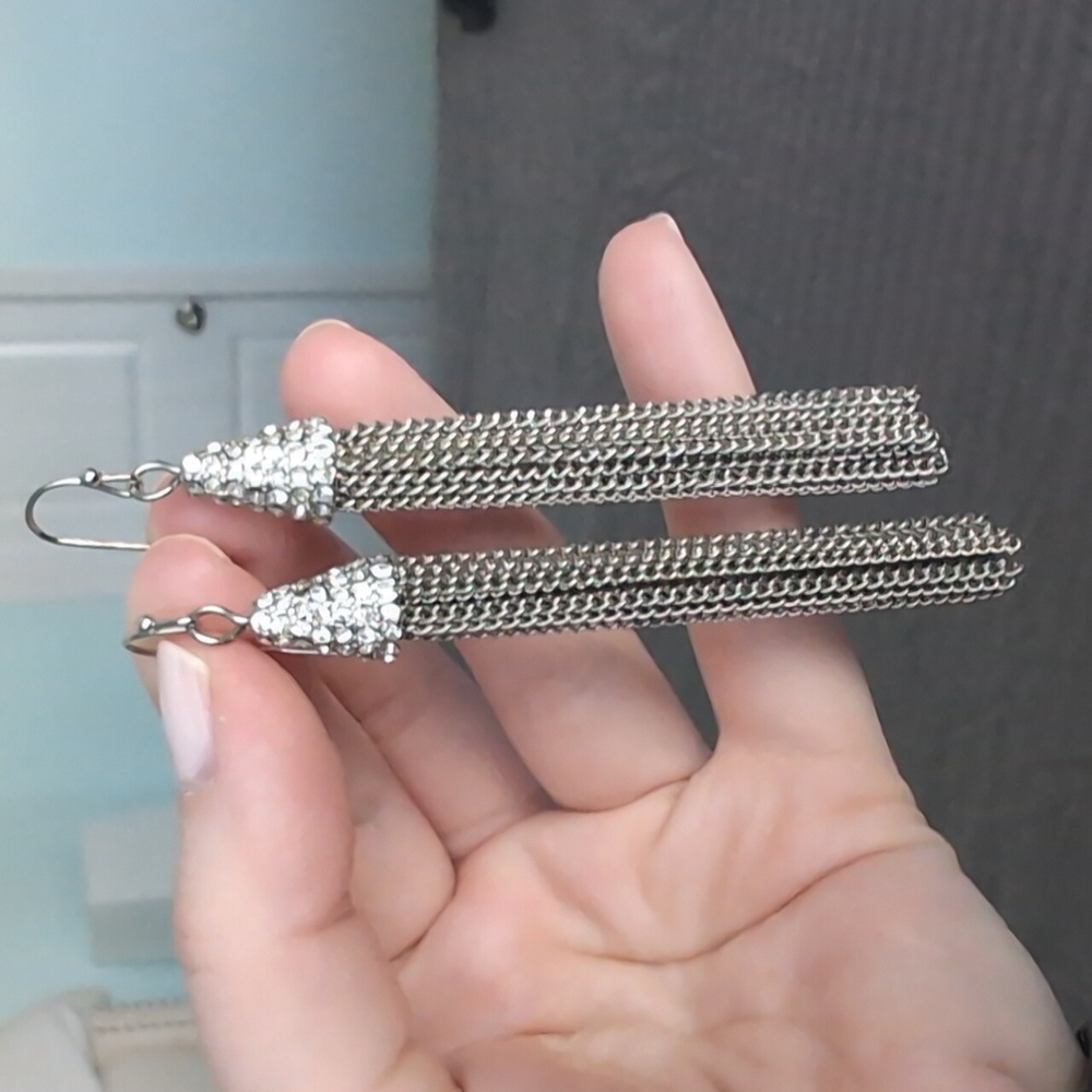 Elegant Silver Tassel Earrings